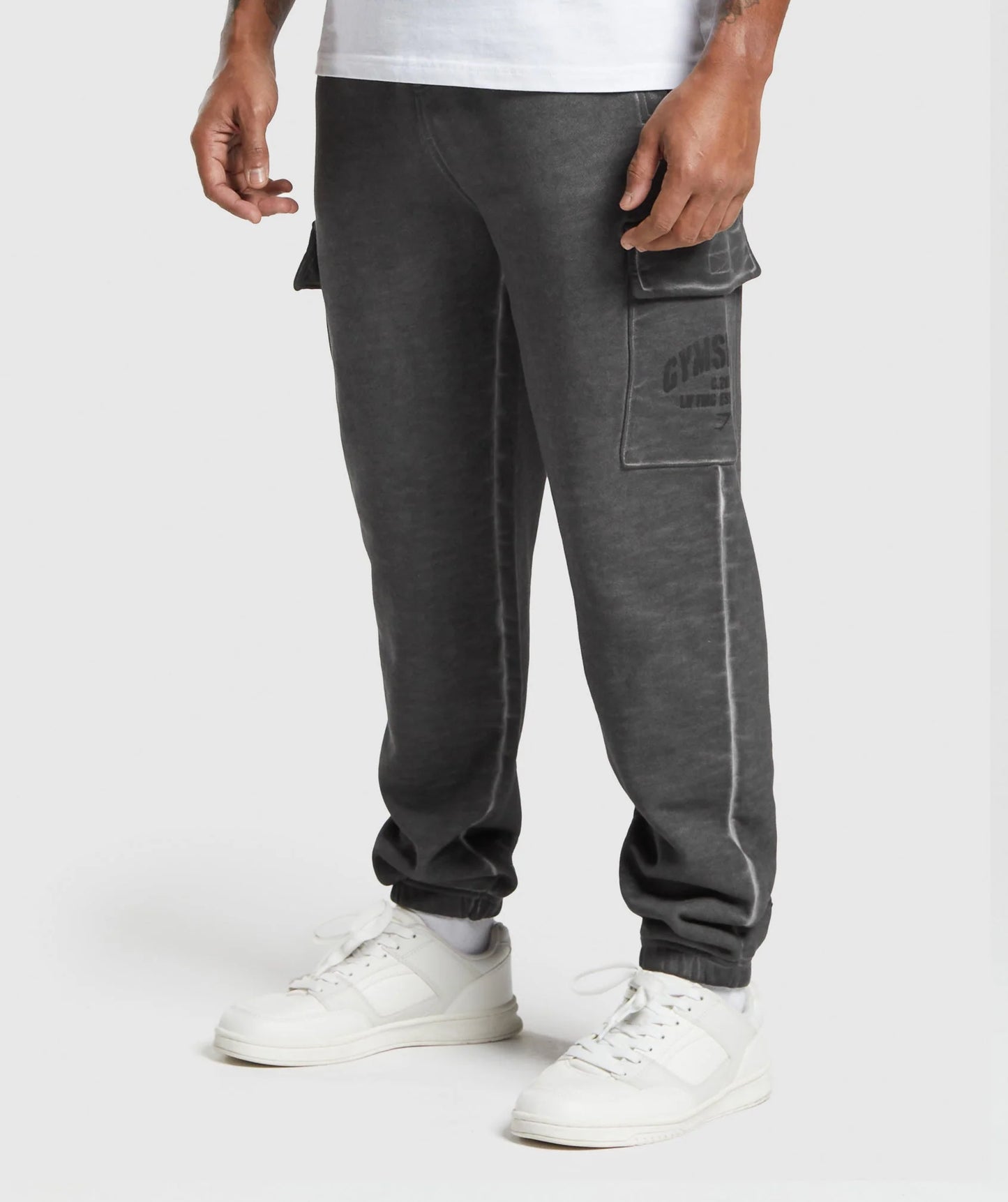 Heavyweight Washed Cargo Joggers - Black