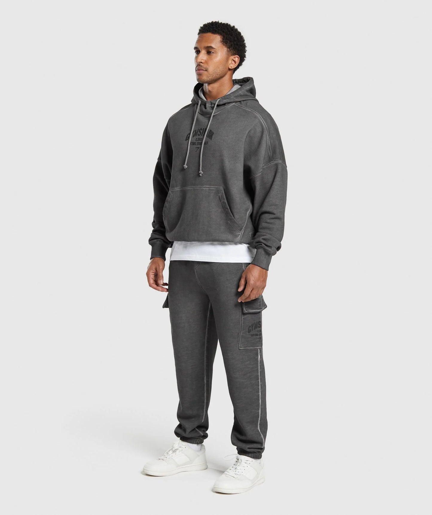 Heavyweight Washed Cargo Joggers - Black