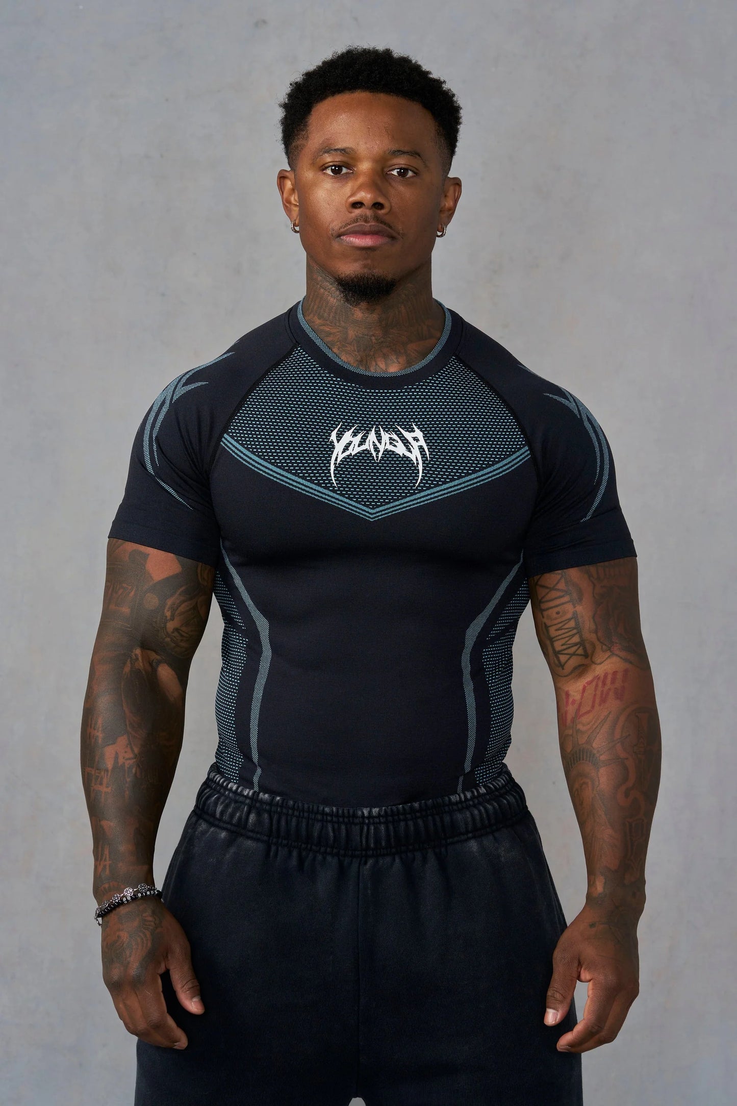 4065 - Warrior X Compression Tees Black/Blue