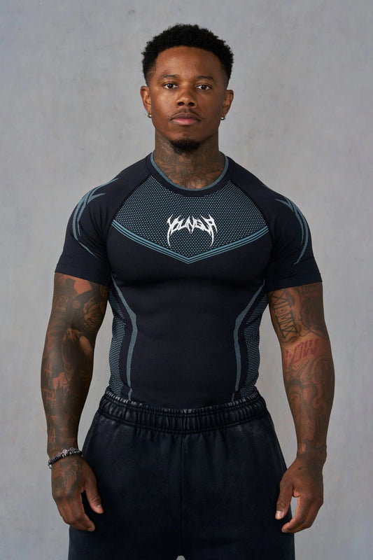 4065 - Warrior X Compression Tees Black/Blue