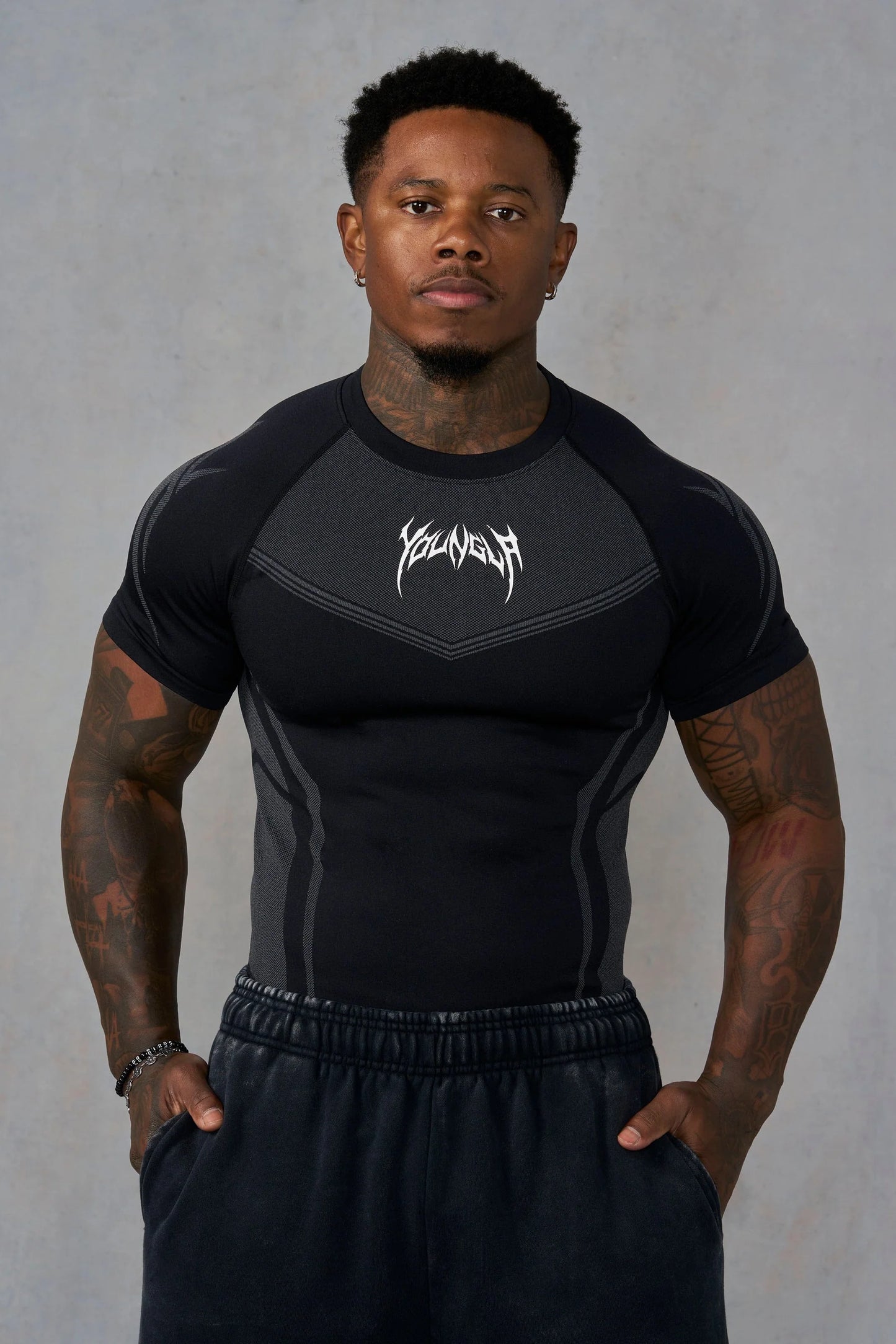 4065 - Warrior X Compression Tees BLACK/GREY
