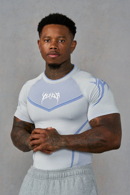 4065 - Warrior X Compression Tees Grey/Blue