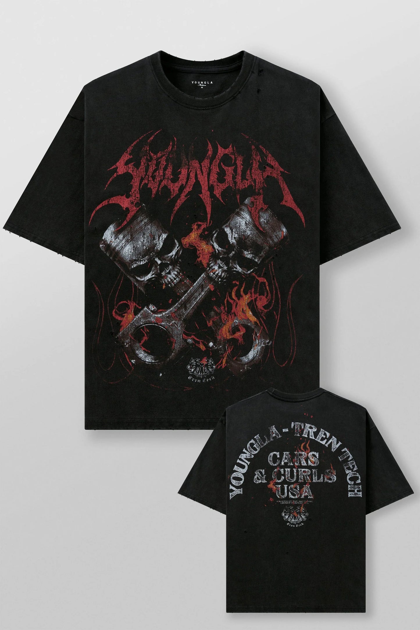 4103 - Cars & Curls - Tees Skull Pistons