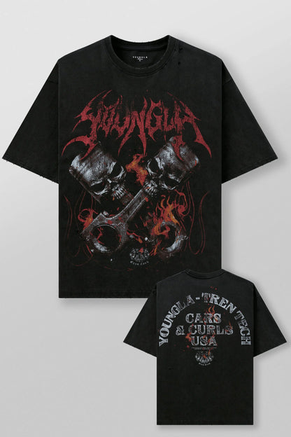 4103 - Cars & Curls - Tees Skull Pistons
