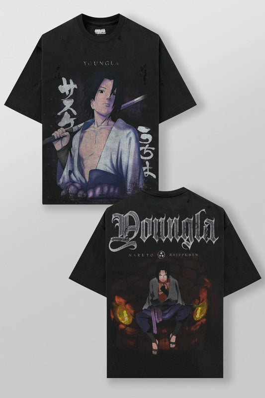 4318 - Naruto Distressed Tees-Sasuke