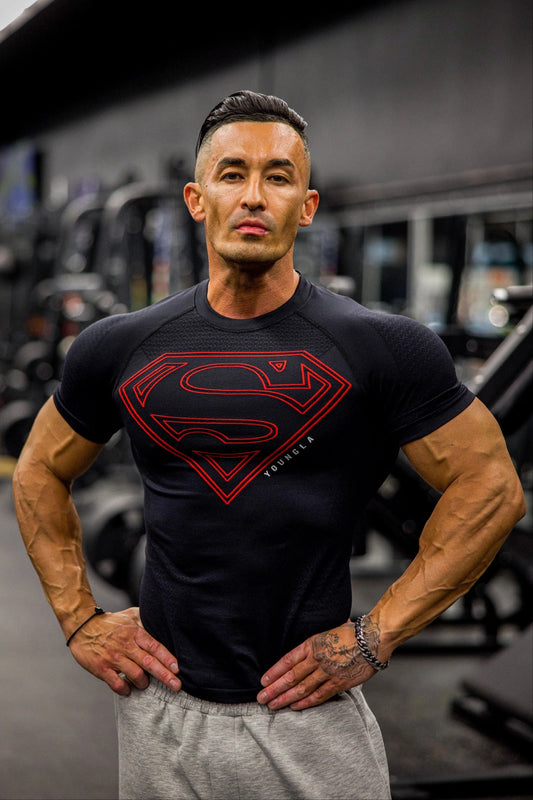 4117 - Superman Compression Tees BLACK/RED