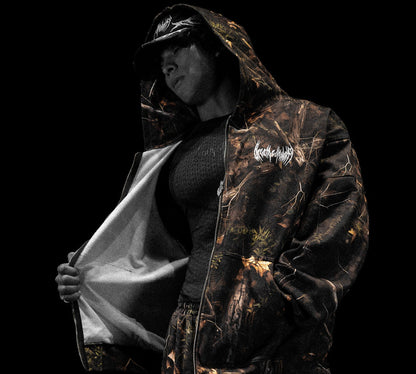 Camo Oversized Zip-up Hoodie [OVERGROWTH CAMO]JLH1