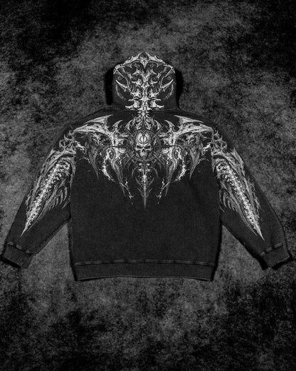 Death Slayer Oversized Zip-up Hoodie [GHOST VINTAGE WASH]AGH1