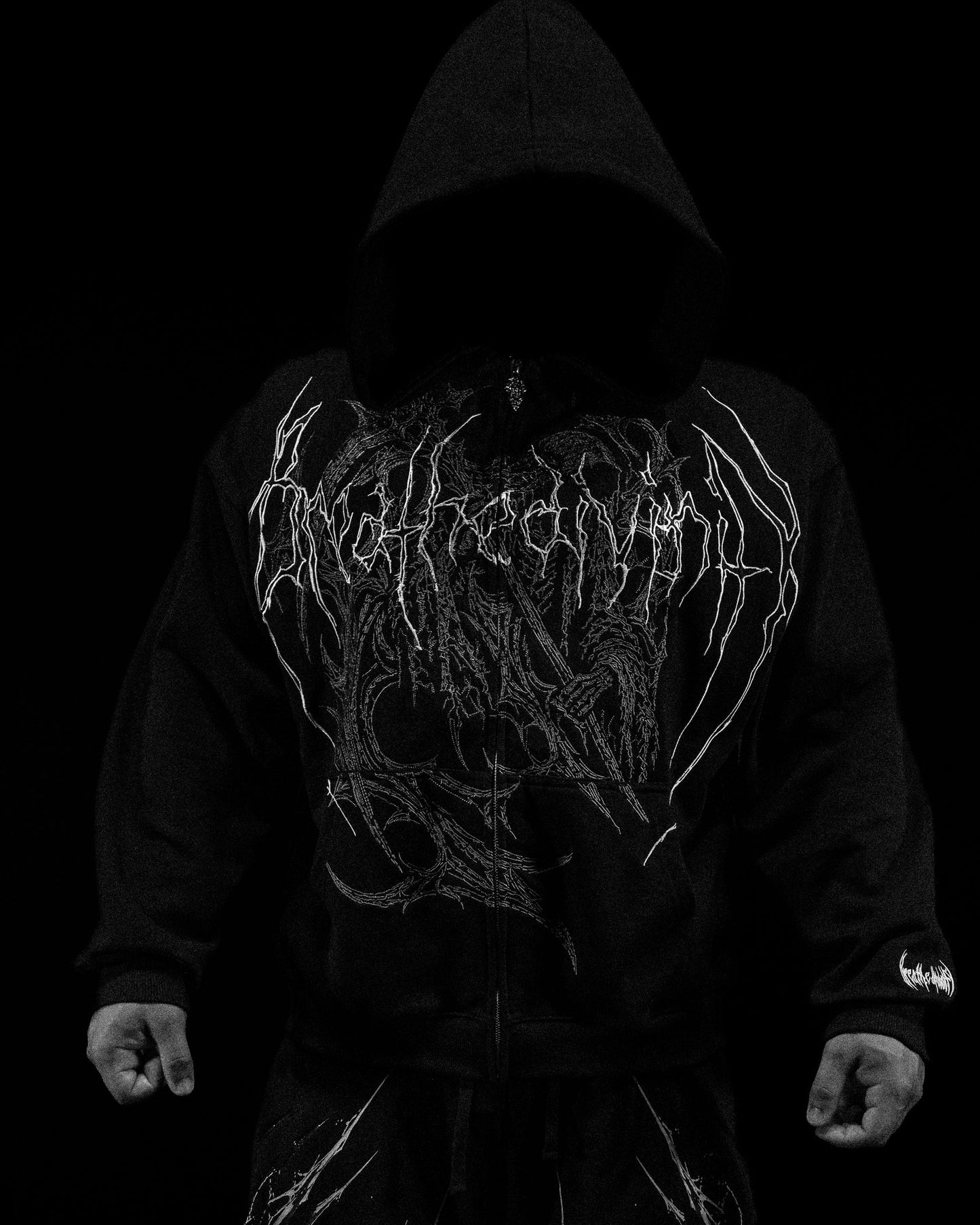 Grim Reaper Embroidered Oversized Zip-up Hoodie [GHOST]JLH7