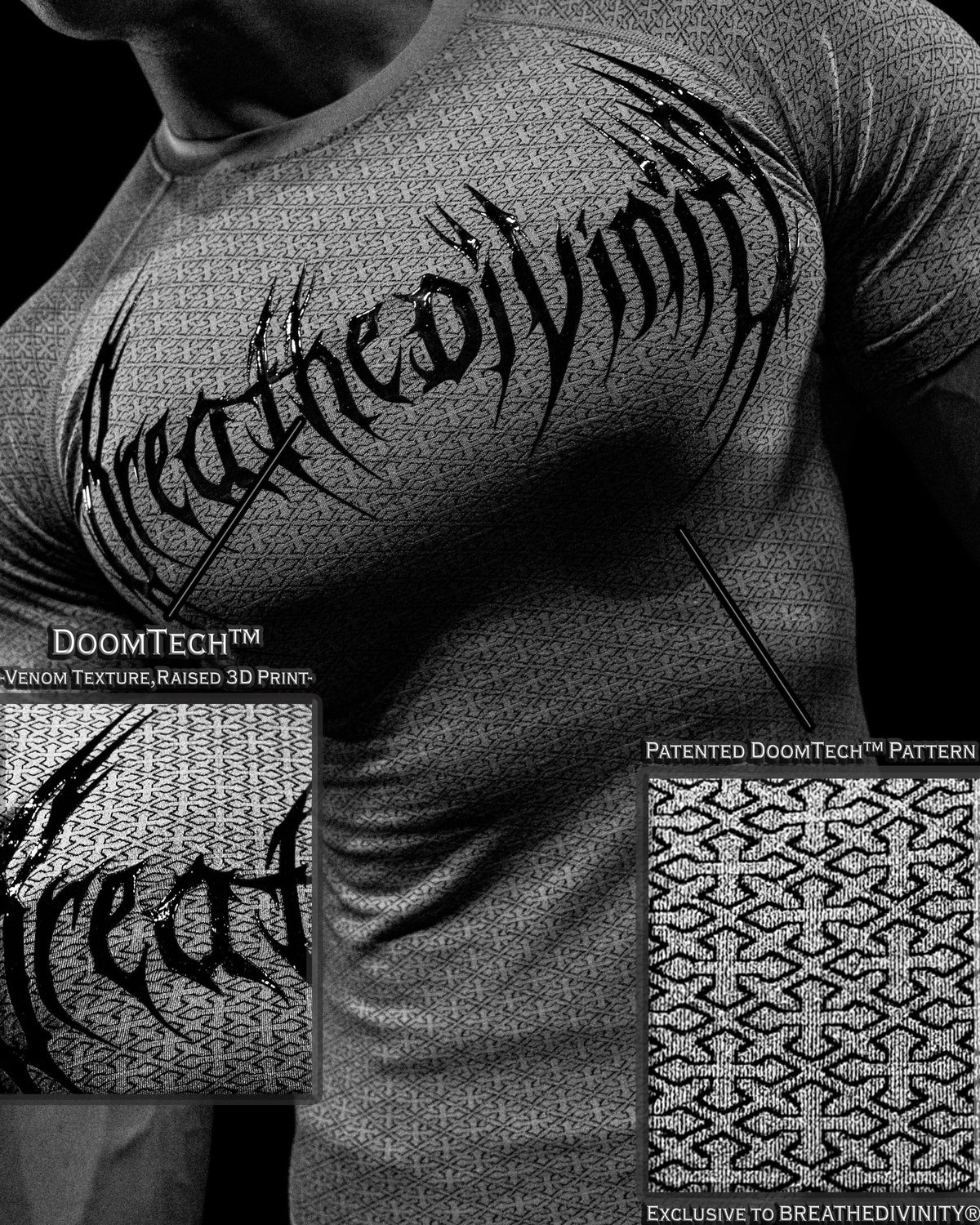 Doom Tech™ Armored Venom Texture Short sleeve Compression [WHITE GRADIENT]AGC1