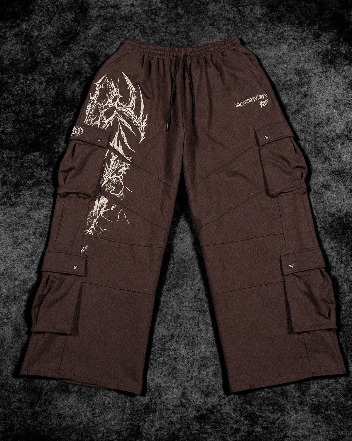 937 Embroidered Tactical Oversized Uncuffed Cargos [ROOT BEER]AGJ2