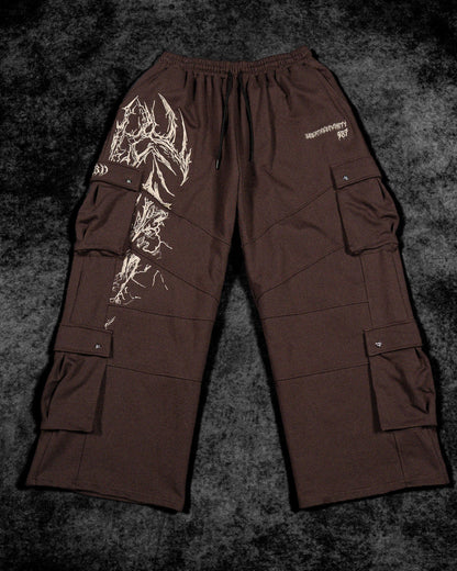 937 Embroidered Tactical Oversized Uncuffed Cargos [ROOT BEER]AGJ2