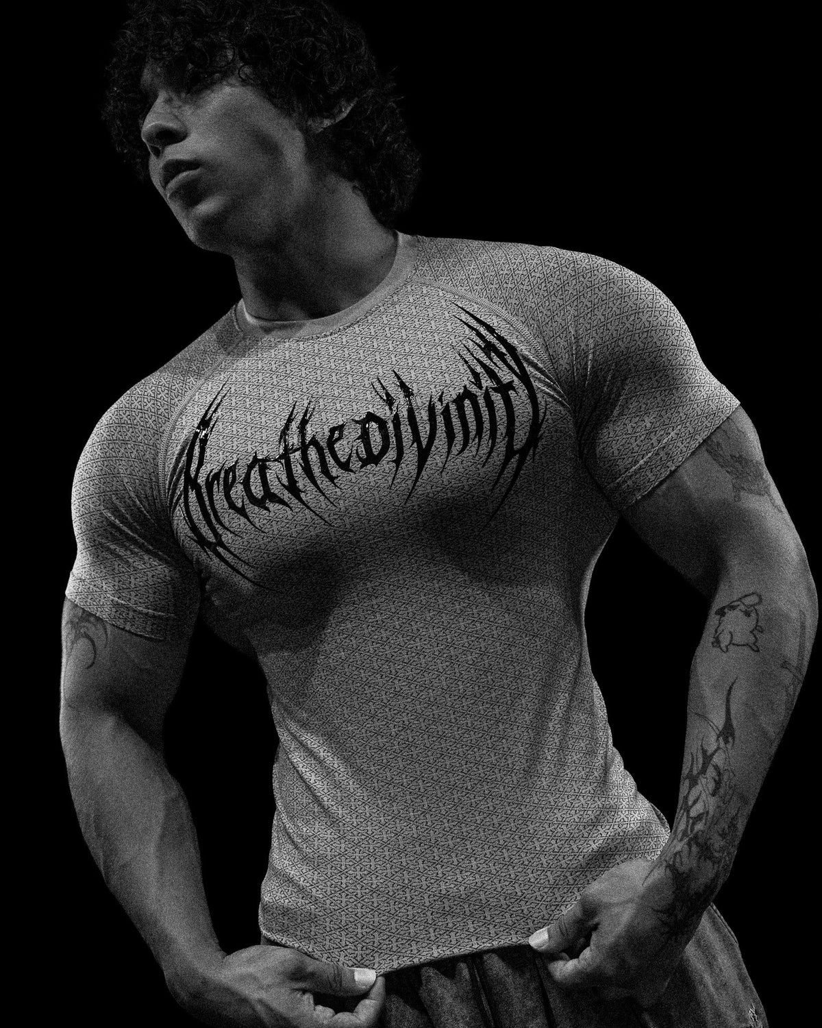 Doom Tech™ Armored Venom Texture Short sleeve Compression [WHITE GRADIENT]AGC1