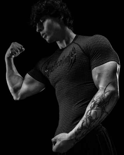 Doom Tech™ Armored Venom Texture Short sleeve Compression [VOID BLACK]AGC3