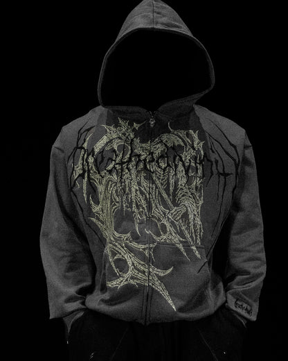 Grim Reaper Embroidered Oversized Zip-up Hoodie [DECAY]JLH8