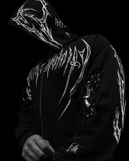 Tarnished Leviathan Oversized Zip-up Hoodie [VOID BLACK] AH1
