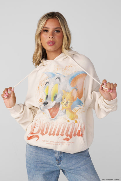 W528 Tom & Jerry Oversized Hoodie Cream