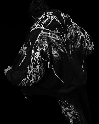 Tarnished Leviathan Oversized Zip-up Hoodie [VOID BLACK] AH1