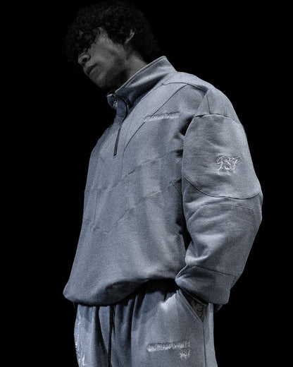 937 Embroidered Tactical Oversized Full-Zip Jacket [GUN METAL]AGH2