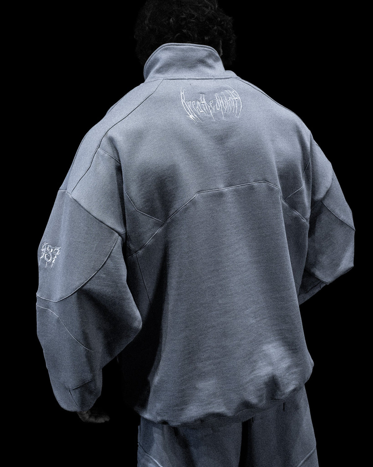 937 Embroidered Tactical Oversized Full-Zip Jacket [GUN METAL]AGH2