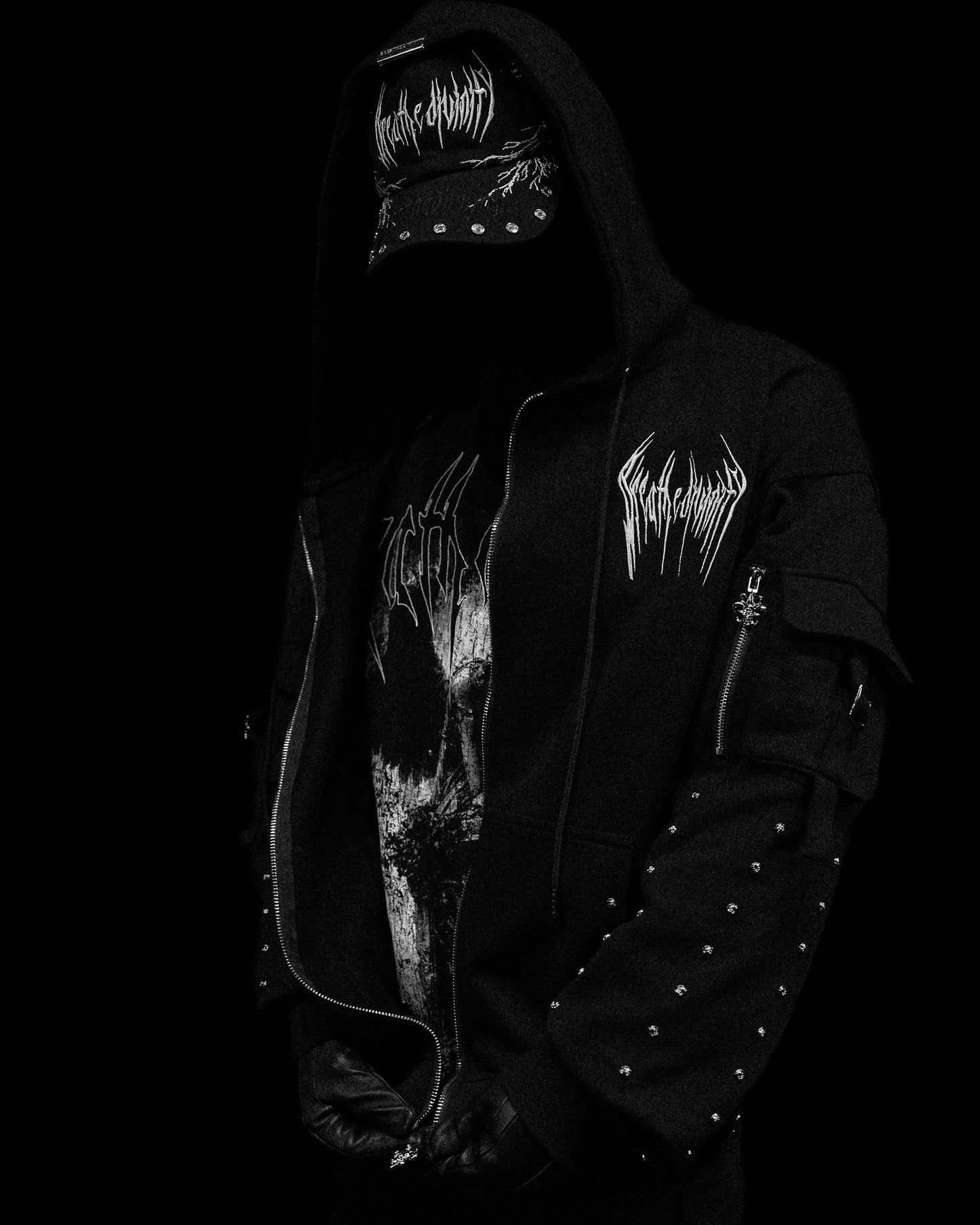 Metallic Tactical Oversized Cargo Zip-up Jacket [DARKNESS]AH4