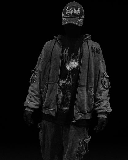 Metallic Tactical Oversized Cargo Zip-up Jacket [VINTAGE]AH3