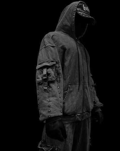 Metallic Tactical Oversized Cargo Zip-up Jacket [VINTAGE]AH3