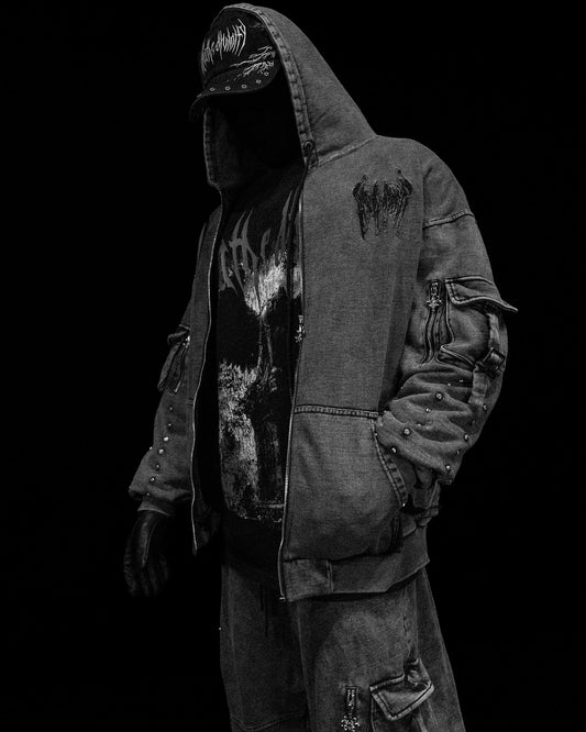 Metallic Tactical Oversized Cargo Zip-up Jacket [VINTAGE]AH3