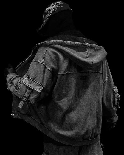 Metallic Tactical Oversized Cargo Zip-up Jacket [VINTAGE]AH3