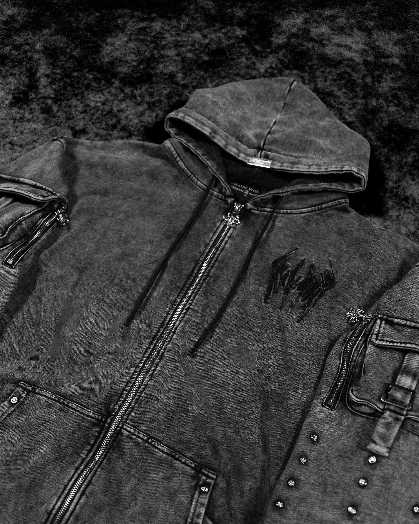 Metallic Tactical Oversized Cargo Zip-up Jacket [VINTAGE]AH3