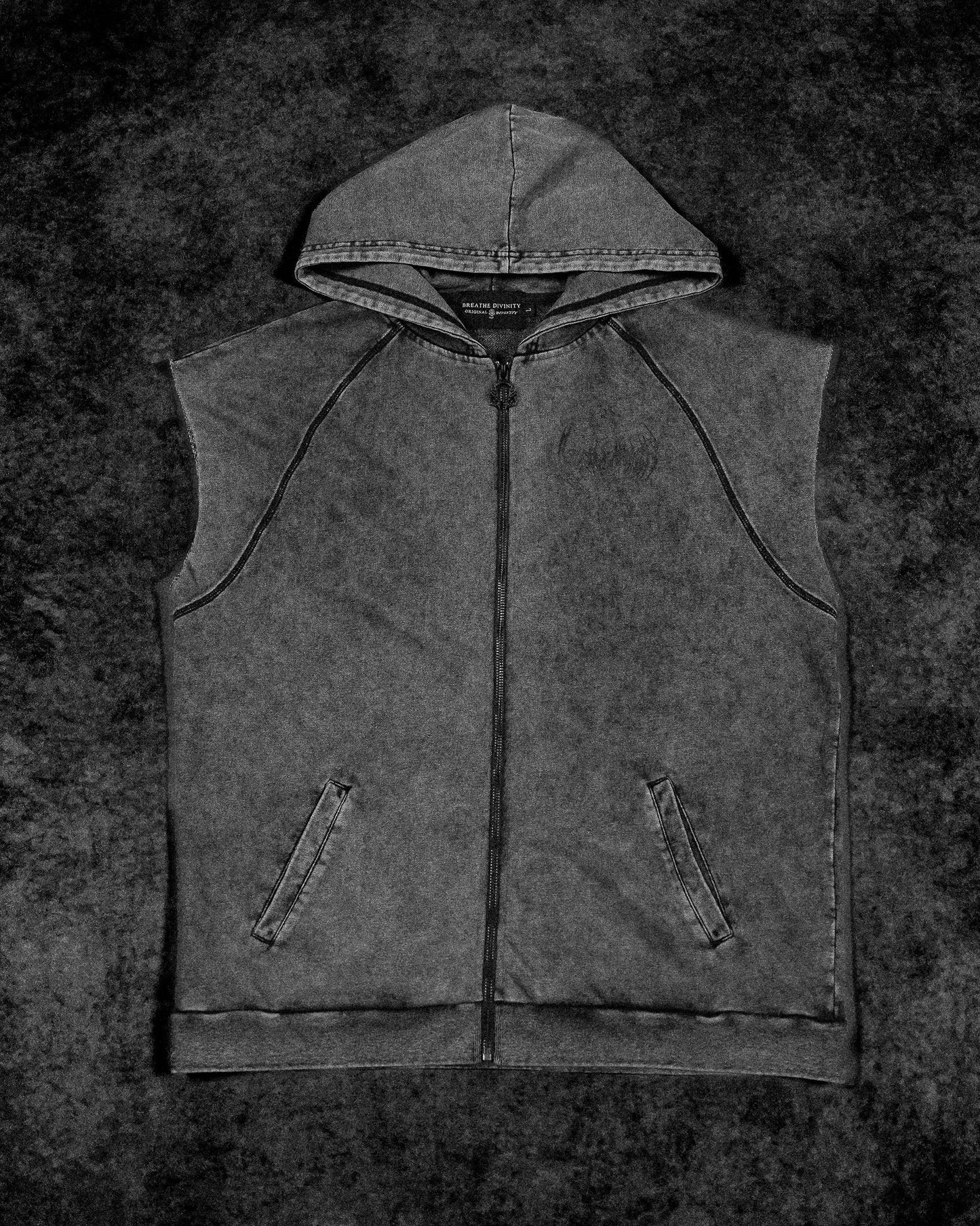Venom Cutoff Zip-up Hoodie [DARK GREY]