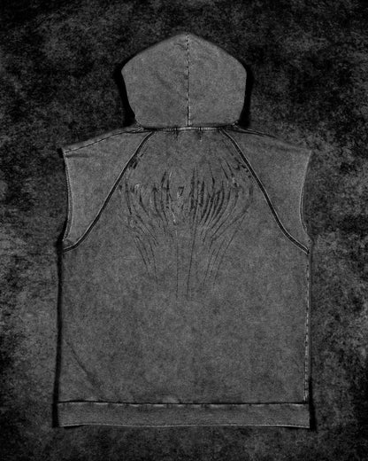 Venom Cutoff Zip-up Hoodie [DARK GREY]