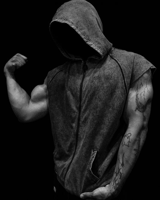 Venom Cutoff Zip-up Hoodie [DARK GREY]
