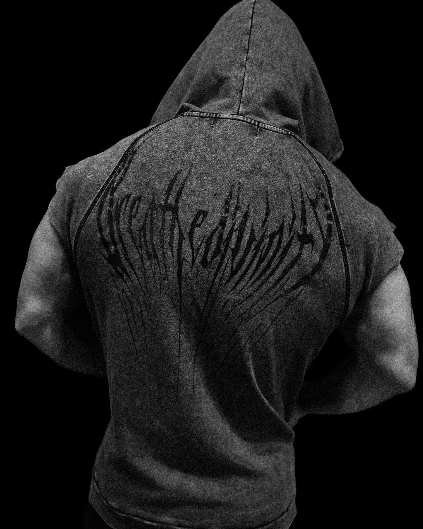 Venom Cutoff Zip-up Hoodie [DARK GREY]
