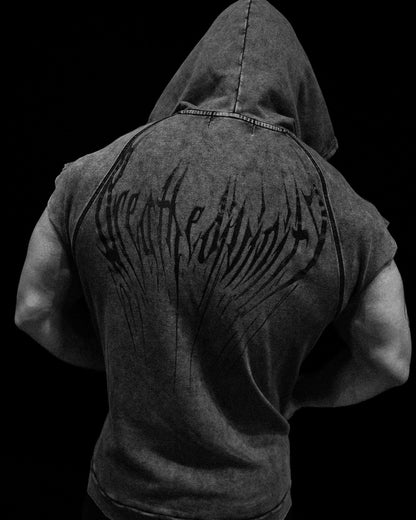 Venom Cutoff Zip-up Hoodie [DARK GREY]