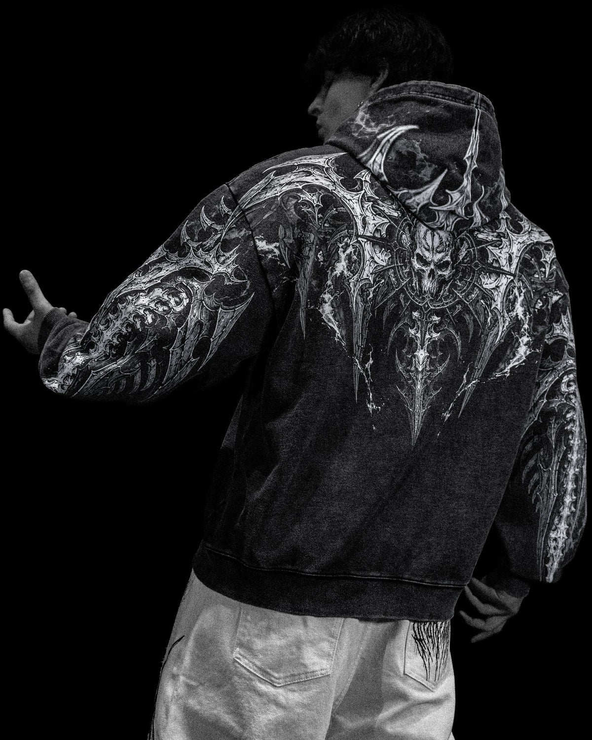 Death Slayer Oversized Zip-up Hoodie [GHOST VINTAGE WASH]AGH1