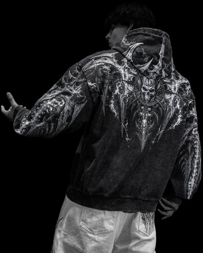 Death Slayer Oversized Zip-up Hoodie [GHOST VINTAGE WASH]AGH1