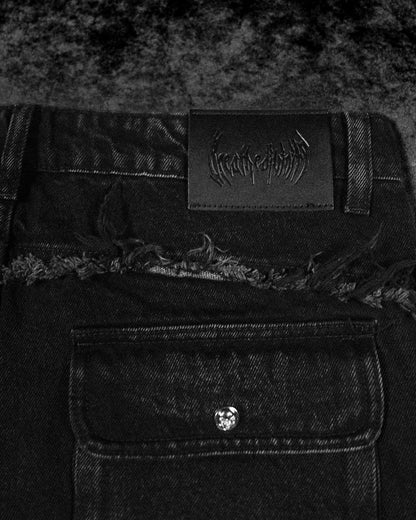 Oversized Distressed Denim Cargo jeans [ALLOY WASH]