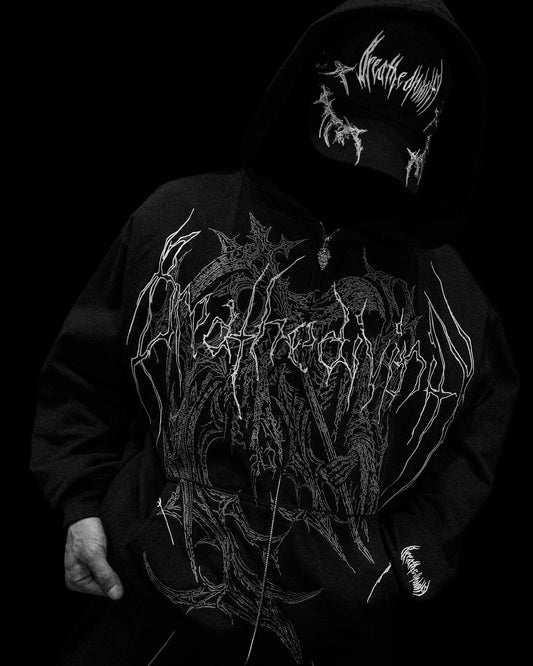 Grim Reaper Embroidered Oversized Zip-up Hoodie [GHOST]JLH7