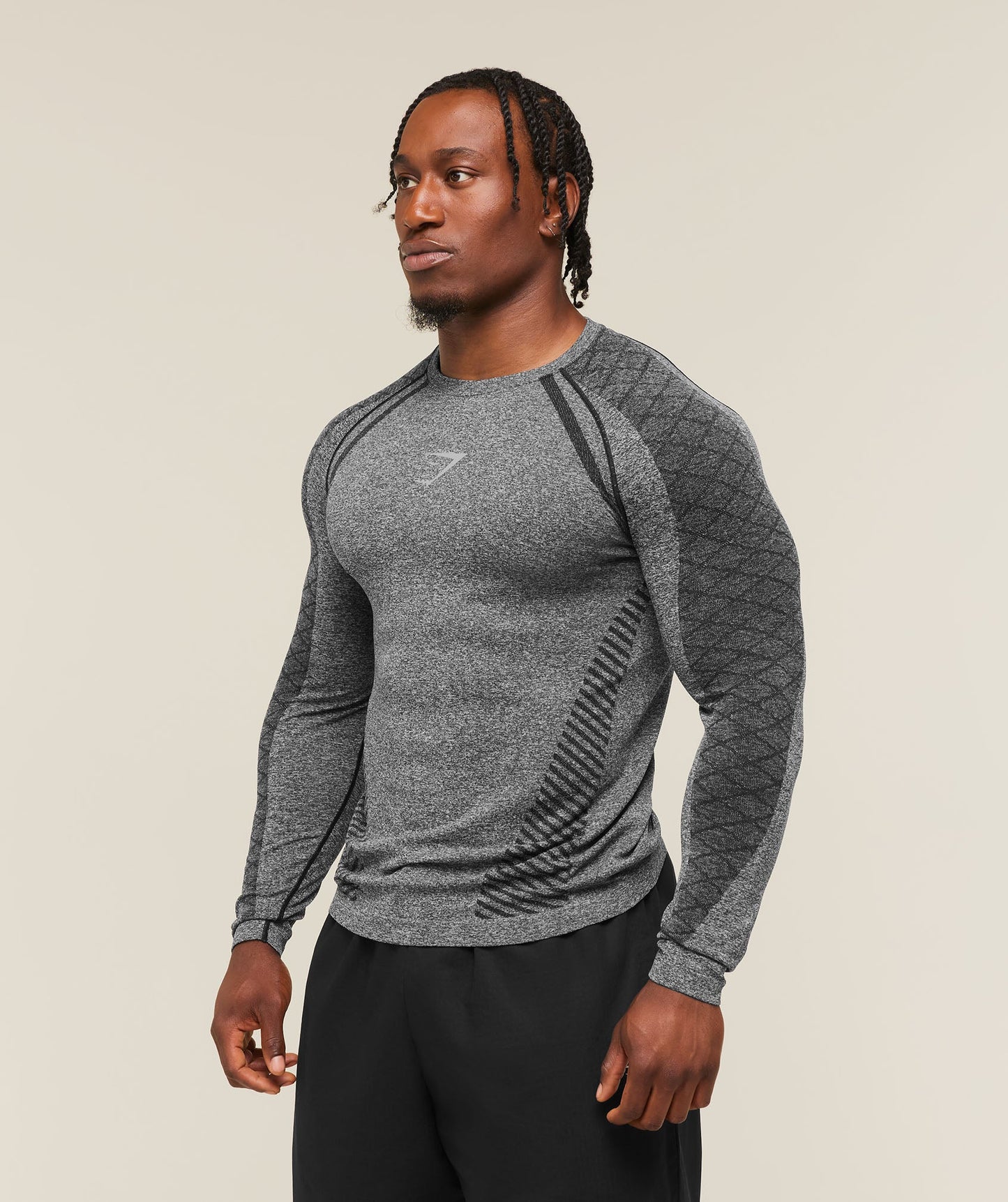 Devant Seamless Long Sleeve T-Shirt-BLACK