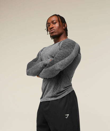 Devant Seamless Long Sleeve T-Shirt-BLACK