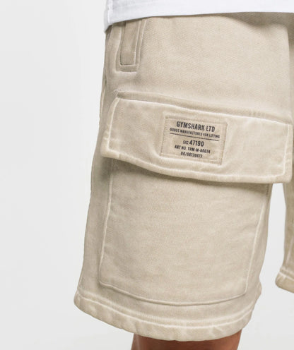 Heavyweight Washed Cargo Shorts - Pebble Grey