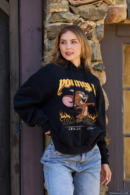 W528 Tom & Jerry Oversized Hoodie Yellow