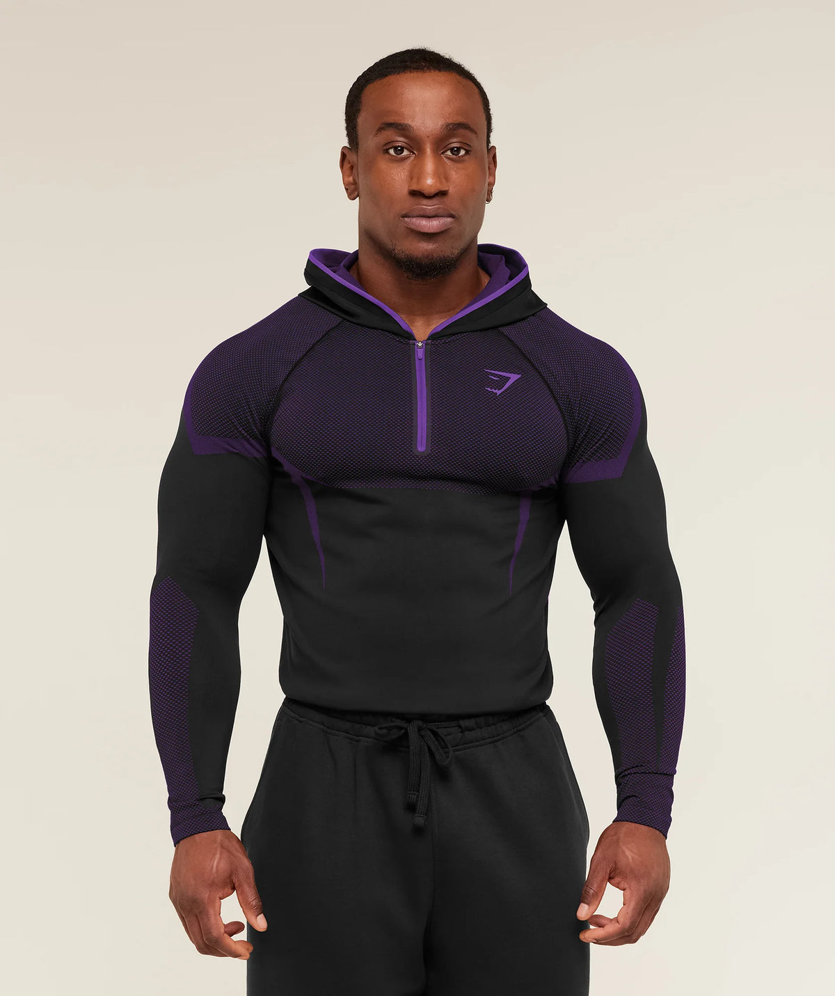 Gymshark Onyx 5.0 Seamless Hoodie - Black/Athletic Purple