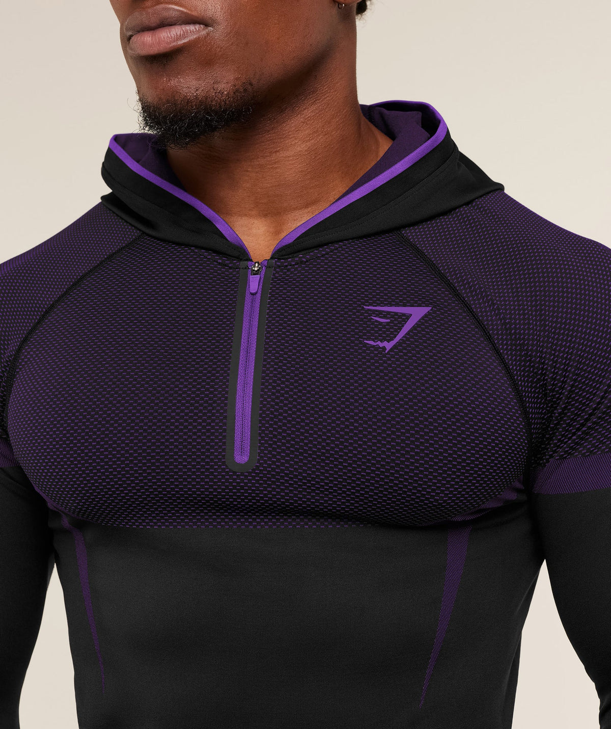 Gymshark Onyx 5.0 Seamless Hoodie - Black/Athletic Purple