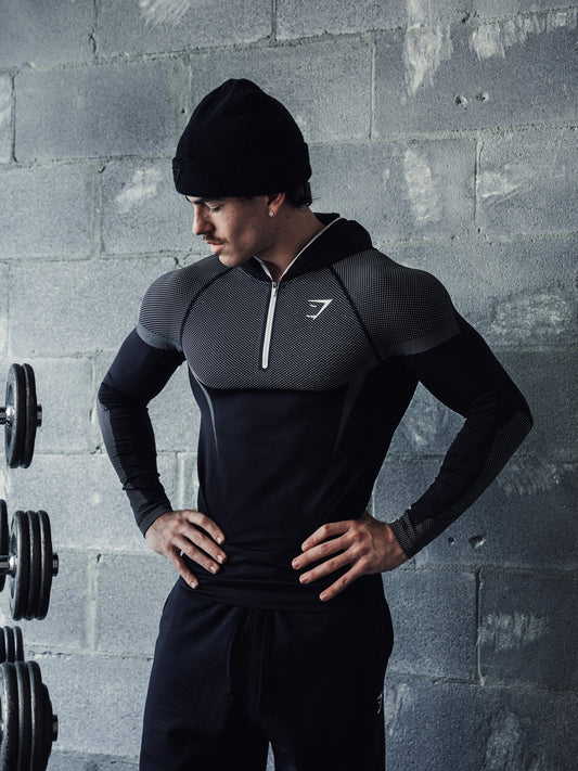 Gymshark Onyx 5.0 Seamless Hoodie - Negro/Gris