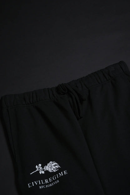 No. 08 Faith Eternal Wide Leg Fleece Pants in Black