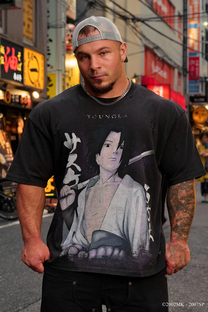 4318 - Naruto Distressed Tees-Sasuke