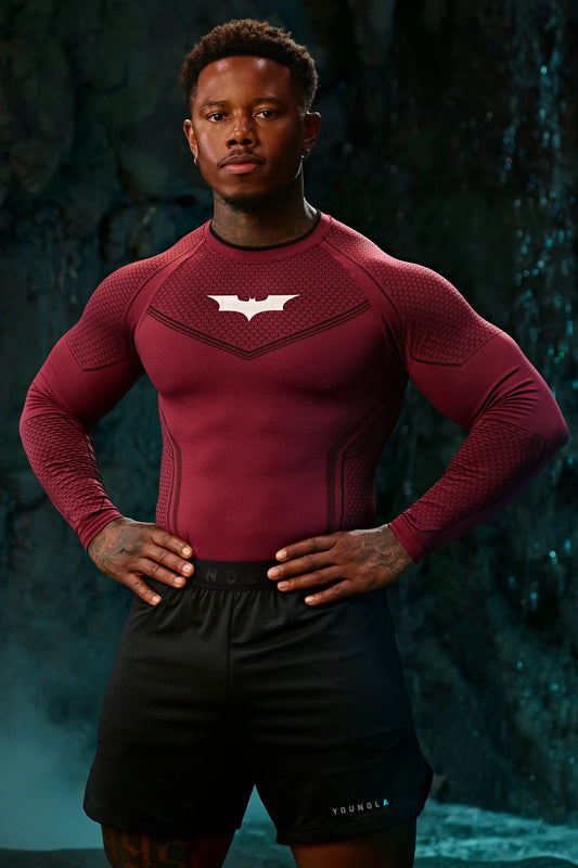 8004 - Batman Compression Longsleeves New Colors Burgundy