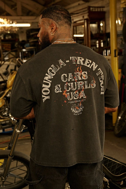 4103 - Cars & Curls - Tees Skull Pistons